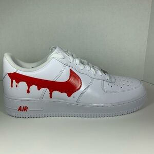 Nike White and Red Drip Air Sneakers